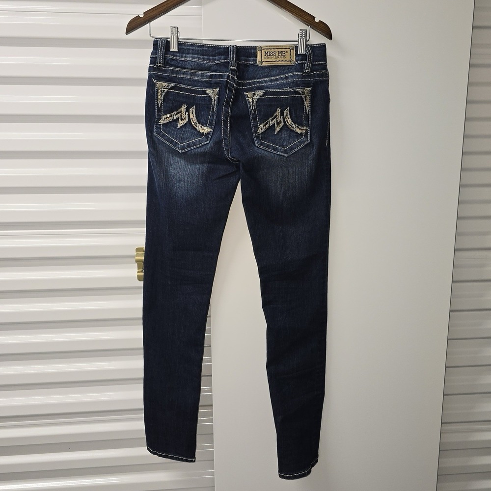 Miss Me Skinny Jeans Womens 30x31 Dark Wash Stretch Embroidered Pockets